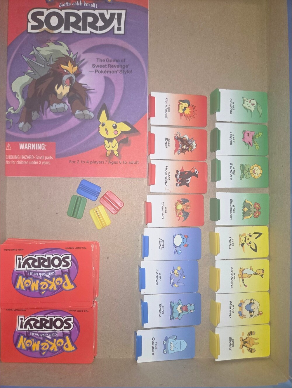 Vintage 2001 Pokemon Sorry 2001 Board Game 100% Complete Gold & Silver Edition - Picture 2 of 16